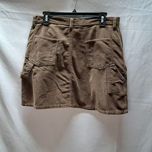 Y2K EXPRESS  Brown Corduroy Carpenter Western Utility Mini Skirt 13/14